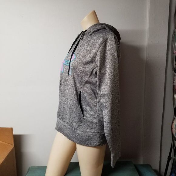 GRAY space dye hoodie kangaroo pouch pullover long sleeve medium M womens shown - Picture 3 of 7